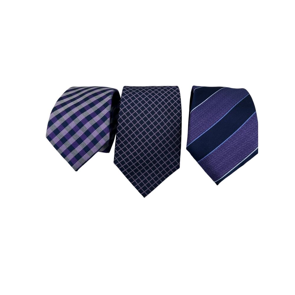 3 Silk Neckties Purple Bundle Club Room Rountree Yorke Tasso Elba